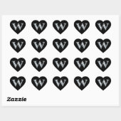 "W" Diamond Bling op Black Heart Sticker (Vel)