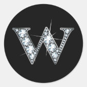 "W" Diamond Bling Sticker (Voorkant)