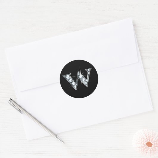 "W" Diamond Bling Sticker (Envelop)