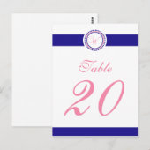 W Dot Circle Monogram Tafelnummer (Roze / Blauw) (Voorkant / Achterkant)