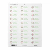 W dot cirkel mongram adreslabel (roze / groen) etiket (Full Sheet)