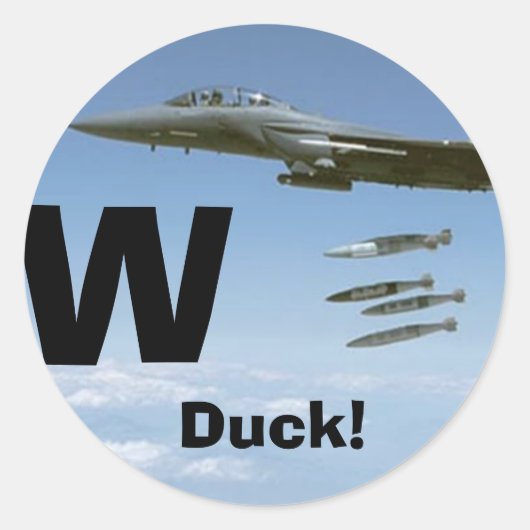 W, Duck! Ronde Sticker (Voorkant)