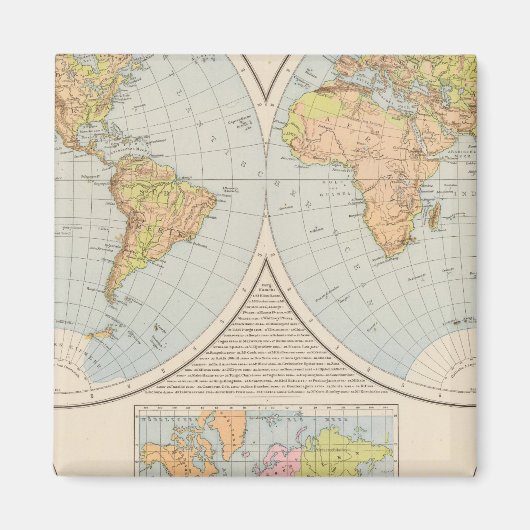 W, E Halbkugel Wereldkaart Magneet (Voorkant)
