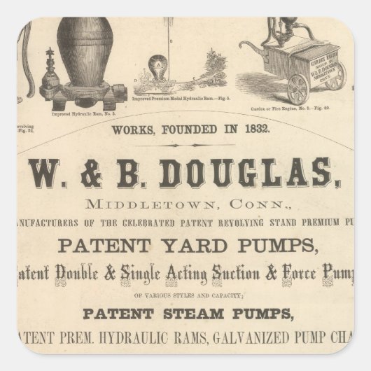 W en B Douglas Vierkante Sticker (Voorkant)