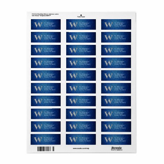 W Faux-"Diamond Bling" op Denim Etiket (Full Sheet)