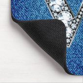 W Faux-"Diamond Bling" op Denim Mousepad Muismat (Hoek)