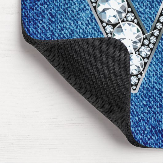 W Faux-"Diamond Bling" op Denim Mousepad Muismat (Hoek)
