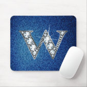 W Faux-"Diamond Bling" op Denim Mousepad Muismat (Met muis)
