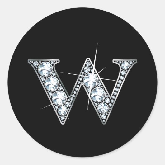 W Faux-"Diamond Bling" Ronde Sticker (Voorkant)