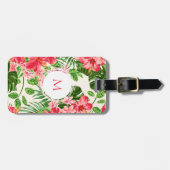 W Gepersonaliseerde Hibiscus Flower Monogram Lugga Bagagelabel (Voorkant horizontaal)