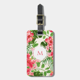 W Gepersonaliseerde Hibiscus Flower Monogram Lugga Bagagelabel