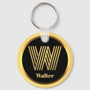 W Gold Monogrammed Letter Persoonlijke Sleutelhang Sleutelhanger