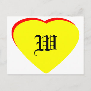 "W" Hart Geel Rood Bruiloftsuitnodiging Het MUSEUM Uitnodiging Briefkaart