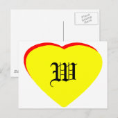 "W" Hart Geel Rood Bruiloftsuitnodiging Het MUSEUM Uitnodiging Briefkaart (Voorkant / Achterkant)