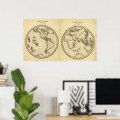 W Hemisphere E Hemisphere 2 Poster (Thuiskantoor)