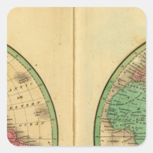 W Hemisphere E Hemisphere Vierkante Sticker (Voorkant)