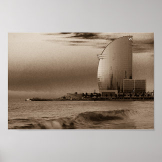 W Hotel in Barcelona, op het strand van Barcelona. Poster