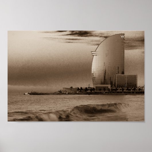 W Hotel in Barcelona, op het strand van Barcelona. Poster (Voorkant)