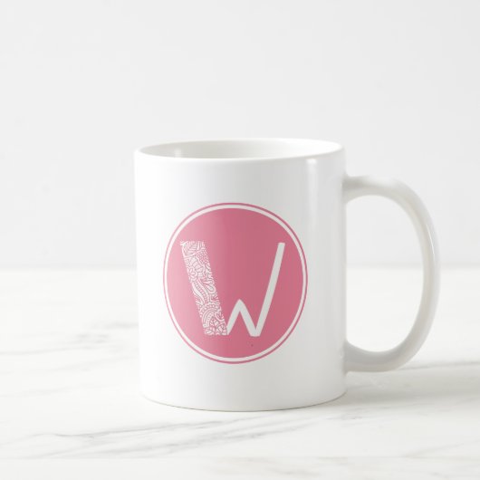 W Initiaal Floral Monogram Koffiemok (Rechts)