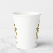 W Initial Gouden Crest Papieren Bekercustom name Bekers (Rechts)