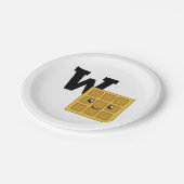 W is voor Waffle Papieren Bordje (Gekanteld)