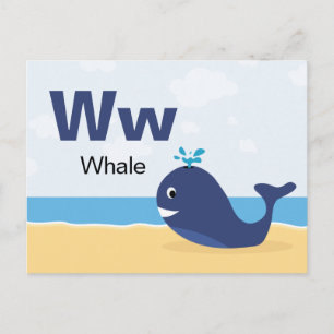 W is voor walvis - Alphabet Flash Kaart