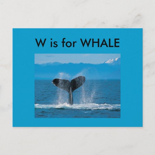 "W" is voor walvisalfabet Flashcard Briefkaart (Voorkant)