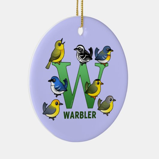 W is voor Warbler Keramisch Ornament (Rechts)