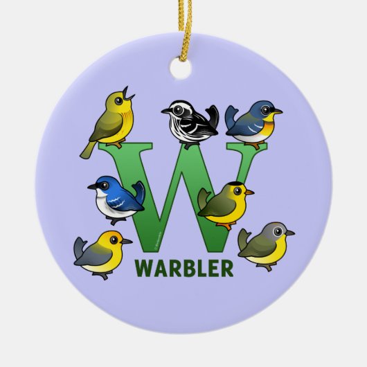 W is voor Warbler Keramisch Ornament (Voorkant)