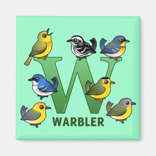 W is voor Warbler Magneet (Voorkant)