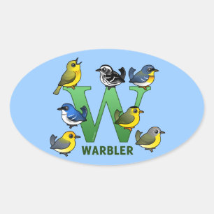 W is voor Warbler Ovale Sticker
