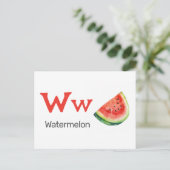 W is voor Watermeloen - Alphabet Flash Kaart (Staand voorkant)