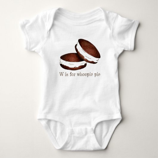 W is voor Whoopie Pie PA Dutch Amish Food ABCs Romper (Voorkant)