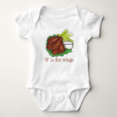 W is voor Wings BBQ Buffalo Chicken Wing Alphabet Romper (Voorkant)