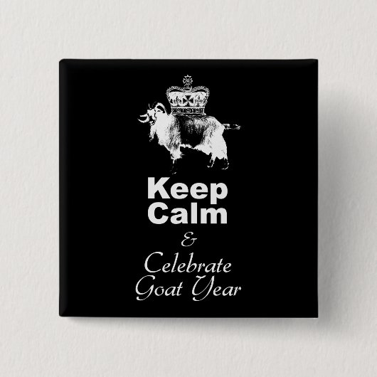 W Keep Calm Celebrate Goat Year Black Button (Voorkant)