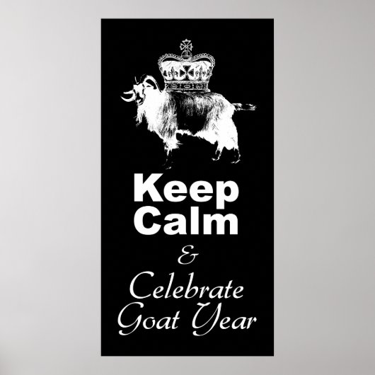 W Keep Calm Celebrate Goat Year Black Poster (Voorkant)