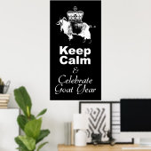 W Keep Calm Celebrate Goat Year Black Poster (Thuiskantoor)