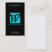 W Letter-alfabet Visitekaartje Blauw zwart (Voorkant / Achterkant)