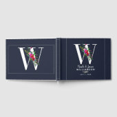W Letter Initiële Monogram Bloem Naam Bruiloft Gastenboek (Volledig)
