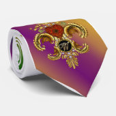 W-Letter Monogram Fleur de Liz Mardi Gras Stropdas (Opgerold)