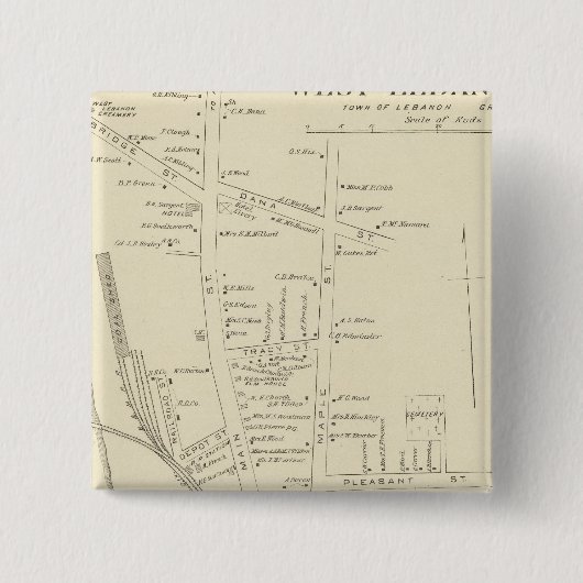 W Libanon PO Vierkante Button 5,1 Cm (Voorkant)