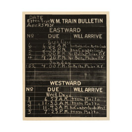 W. M. Train Bulletin 8x10 Hout Afdruk
