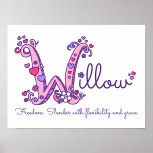 W monogram art Willow meisjes naam poster