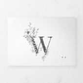 'W' Monogram Beauful Sketched Floral Wedding Drieluik Uitnodiging (Cover)