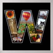 W Monogram Creëer Jouw eigen 9 Foto Collage Black Poster (Voorkant)