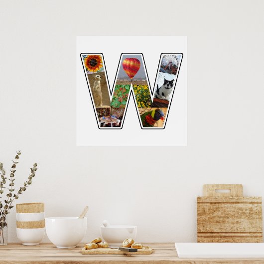 W Monogram Creëer Uw Eigen 9 Aangepaste Foto Colla Poster (Keuken)