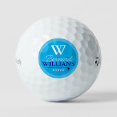 W Monogram Gemonogram blauw-kleur Golfballen (Voorkant)