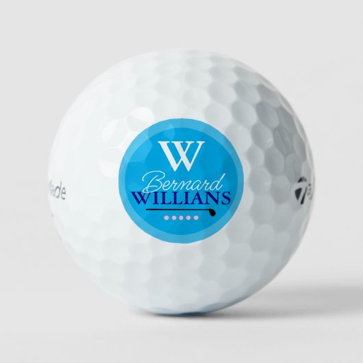 W Monogram Gemonogram blauw-kleur Golfballen (Voorkant)