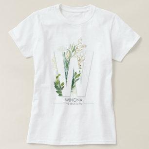 W Monogram Gold Greenery laat Elegant T-shirt