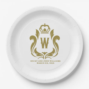 W Monogram Gouden Crest Papieren Bordje